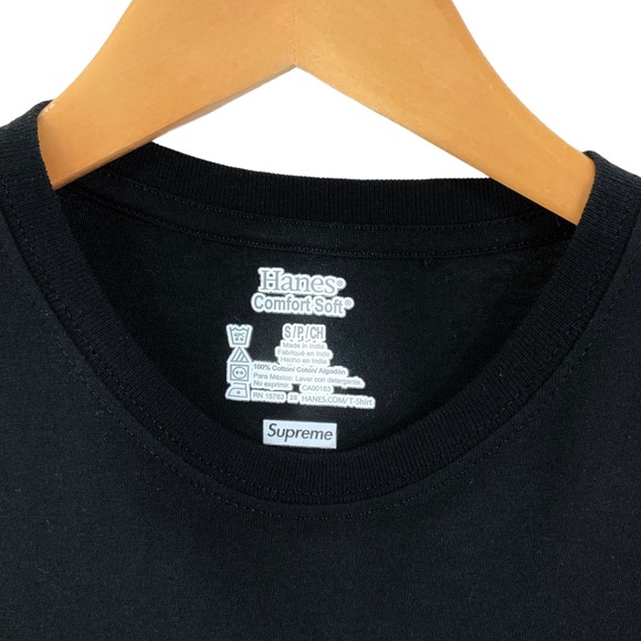 HANES x SUPREME Solid Black T-Shirt Bundle Of 2 Size Small Hanes Supreme Collab - Picture 5 of 13